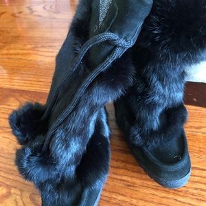 COACH Rabbit Fur Pom Pom Winter Boots BRAND NEW
